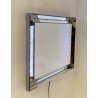 DESIGN SPECCHIO RETRO ILLUMINATO LED COLORI VINTAGE MIRROR ANNI 70 METALLO BAGNO