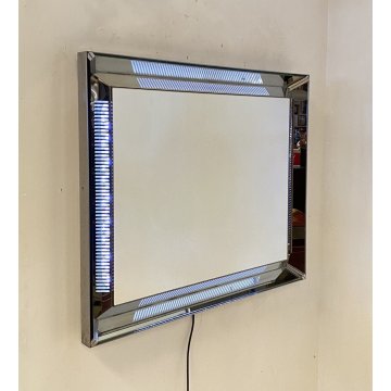 DESIGN SPECCHIO RETRO ILLUMINATO LED COLORI VINTAGE MIRROR ANNI 70 METALLO BAGNO