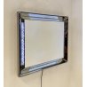 DESIGN SPECCHIO RETRO ILLUMINATO LED COLORI VINTAGE MIRROR ANNI 70 METALLO BAGNO