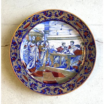 GRANDE PIATTO PARATA MAIOLICA LUSTRO METALLICO S.M.G. Gualdo Tadino ø 50 cm