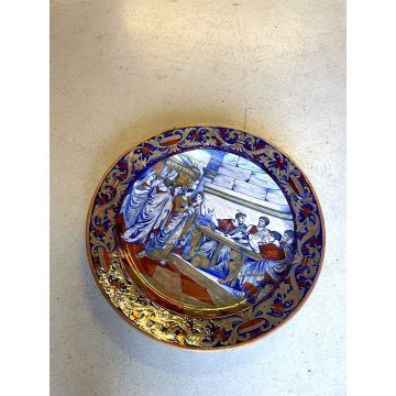 GRANDE PIATTO PARATA MAIOLICA LUSTRO METALLICO S.M.G. Gualdo Tadino ø 50 cm