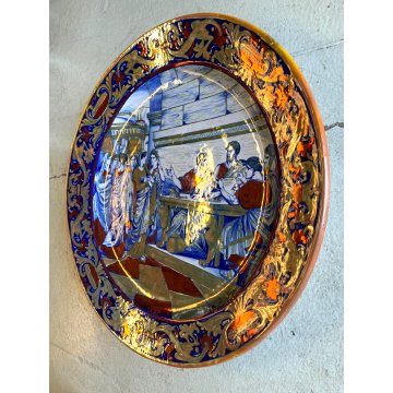 GRANDE PIATTO PARATA MAIOLICA LUSTRO METALLICO S.M.G. Gualdo Tadino ø 50 cm