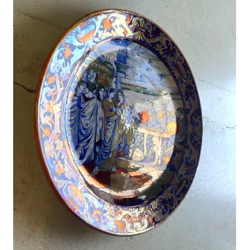 GRANDE PIATTO PARATA MAIOLICA LUSTRO METALLICO S.M.G. Gualdo Tadino ø 50 cm