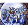 GRANDE PIATTO PARATA MAIOLICA LUSTRO SCENA STORIA ROMANA S.M.G. Gualdo T. ø 50cm