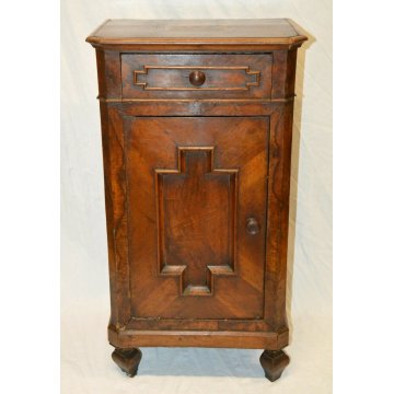 ANTICO COMODINO UMBERTINO DIPINTO epoca 900 LEGNO NOCE marmo OLD NIGHTSTANDS
