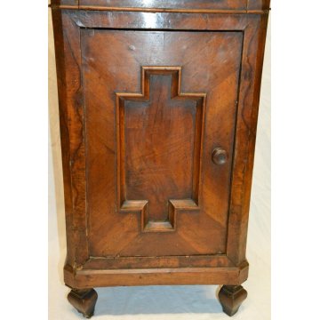 ANTICO COMODINO UMBERTINO DIPINTO epoca 900 LEGNO NOCE marmo OLD NIGHTSTANDS
