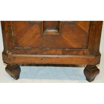 ANTICO COMODINO UMBERTINO DIPINTO epoca 900 LEGNO NOCE marmo OLD NIGHTSTANDS