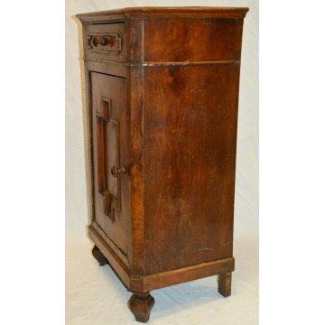ANTICO COMODINO UMBERTINO DIPINTO epoca 900 LEGNO NOCE marmo OLD NIGHTSTANDS