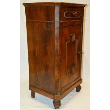 ANTICO COMODINO UMBERTINO DIPINTO epoca 900 LEGNO NOCE marmo OLD NIGHTSTANDS