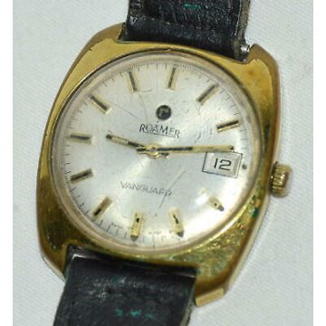 OROLOGIO POLSO Roamer Vanguard 1970 MECCANICO laminato oro OLD GOLD PLATED WATCH