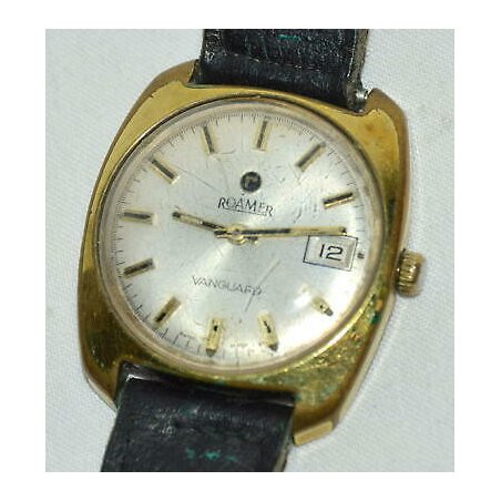 OROLOGIO POLSO Roamer Vanguard 1970 MECCANICO laminato oro OLD GOLD PLATED WATCH