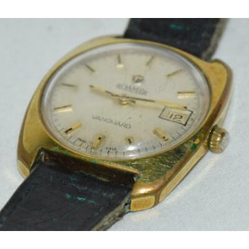 OROLOGIO POLSO Roamer Vanguard 1970 MECCANICO laminato oro OLD GOLD PLATED WATCH