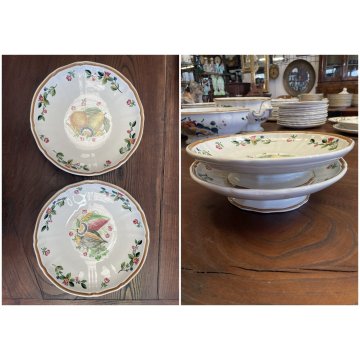 ANTICO SERVIZIO PIATTI 77pz CERAMICA Bassanese DECORATO A MANO FIORI FRUTTA 1938