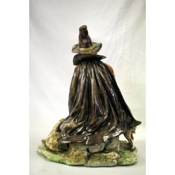 SCULTURA TUTTOTONDO CAPODIMONTE NAPOLI PORCELLANA POLICROMA PASTORE PECORE