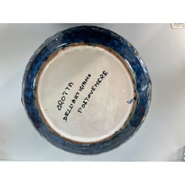 VASO VINTAGE MAIOLICA BIANSATO Blue DECORO CAVALLO LIGURIA PORTOVENERE ANNI '60