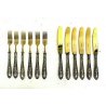 ANTICO SERVIZIO POSATE DOLCE  LIBERTY LAMINA ARGENTO 800 LAMA DORATA soligen '40