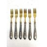 ANTICO SERVIZIO POSATE DOLCE  LIBERTY LAMINA ARGENTO 800 LAMA DORATA soligen '40
