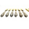 ANTICO SERVIZIO POSATE DOLCE  LIBERTY LAMINA ARGENTO 800 LAMA DORATA soligen '40