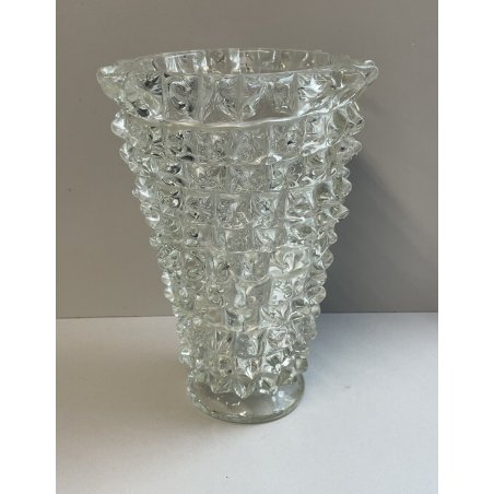 ANTICO VASO VETRO BUGNATO BAROVIER MURANO ROSTRATO ITALY GLASS EPOCA '900 20 cm