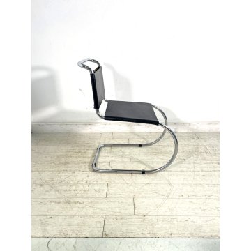 SEDIA DESIGN ATTR. Mies Van Der Rohe MR10 BAUHAUS ACCIAIO CROMATO CUOIO NERO '70