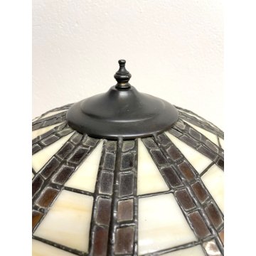 GRANDE LAMPADA STILE TIFFANY VINTAGE 2 LUMI TAVOLO ABATJOUR ART NOUVEAU 66 cm/h