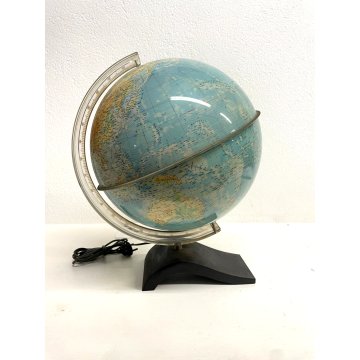 MAPPAMONDO LUMINOSO VINTAGE GLOBO TERRESTRE De Agostini 40 cm/h FUNZIONANTE 1956