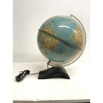 MAPPAMONDO LUMINOSO VINTAGE GLOBO TERRESTRE De Agostini 40 cm/h FUNZIONANTE 1956