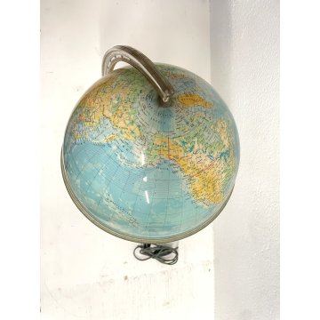 MAPPAMONDO LUMINOSO VINTAGE GLOBO TERRESTRE De Agostini 40 cm/h FUNZIONANTE 1956