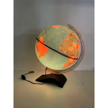 MAPPAMONDO LUMINOSO VINTAGE GLOBO TERRESTRE De Agostini 40 cm/h FUNZIONANTE 1956