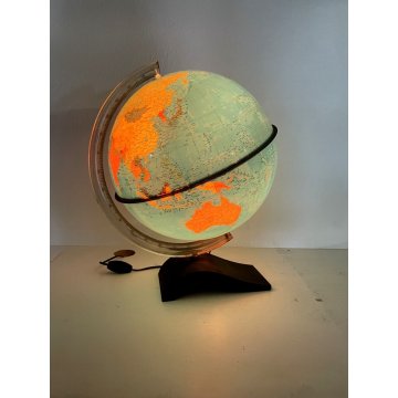 MAPPAMONDO LUMINOSO VINTAGE GLOBO TERRESTRE De Agostini 40 cm/h FUNZIONANTE 1956