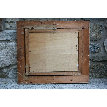 QUADRO DIPINTO OLIO TAVOLA G.Rossi PAESAGGIO LACUSTRE LAGO ORTA ISOLA SAN GIULIO