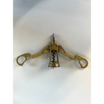 ANTICO CAVATAPPI OTTONE BREVETTO Gropelli DUE LEVE Corkscrew  MUSEALE PRIMO '900