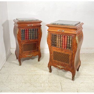 ANTICA COPPIA COMODINO Stile Luigi XV LEGNO LIBRERIA COMODINI Regency PRIMI 1900