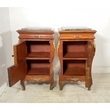 ANTICA COPPIA COMODINO Stile Luigi XV LEGNO LIBRERIA COMODINI Regency PRIMI 1900