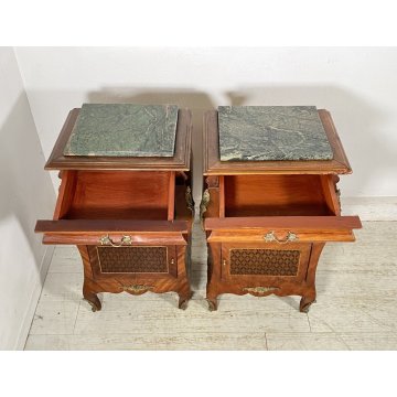 ANTICA COPPIA COMODINO Stile Luigi XV LEGNO LIBRERIA COMODINI Regency PRIMI 1900