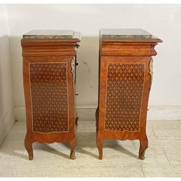 ANTICA COPPIA COMODINO Stile Luigi XV LEGNO LIBRERIA COMODINI Regency PRIMI 1900