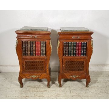 ANTICA COPPIA COMODINO Stile Luigi XV LEGNO LIBRERIA COMODINI Regency PRIMI 1900