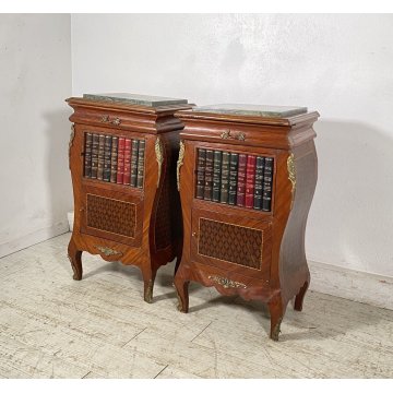 ANTICA COPPIA COMODINO Stile Luigi XV LEGNO LIBRERIA COMODINI Regency PRIMI 1900