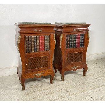 ANTICA COPPIA COMODINO Stile Luigi XV LEGNO LIBRERIA COMODINI Regency PRIMI 1900