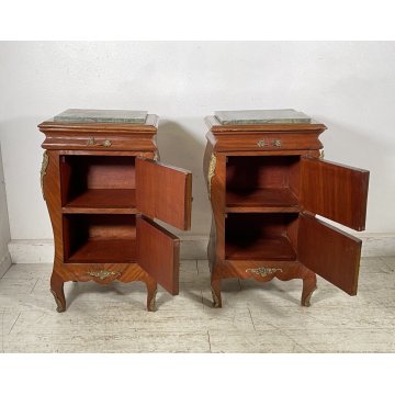 ANTICA COPPIA COMODINO Stile Luigi XV LEGNO LIBRERIA COMODINI Regency PRIMI 1900