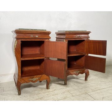 ANTICA COPPIA COMODINO Stile Luigi XV LEGNO LIBRERIA COMODINI Regency PRIMI 1900