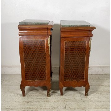 ANTICA COPPIA COMODINO Stile Luigi XV LEGNO LIBRERIA COMODINI Regency PRIMI 1900