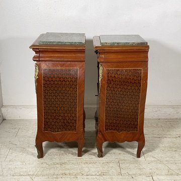 ANTICA COPPIA COMODINO Stile Luigi XV LEGNO LIBRERIA COMODINI Regency PRIMI 1900