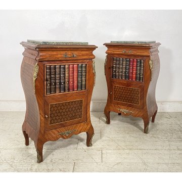 ANTICA COPPIA COMODINO Stile Luigi XV LEGNO LIBRERIA COMODINI Regency PRIMI 1900