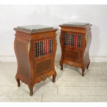 ANTICA COPPIA COMODINO Stile Luigi XV LEGNO LIBRERIA COMODINI Regency PRIMI 1900