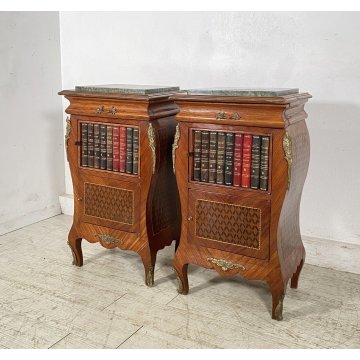 ANTICA COPPIA COMODINO Stile Luigi XV LEGNO LIBRERIA COMODINI Regency PRIMI 1900