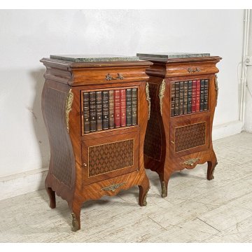 ANTICA COPPIA COMODINO Stile Luigi XV LEGNO LIBRERIA COMODINI Regency PRIMI 1900