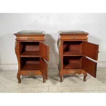 ANTICA COPPIA COMODINO Stile Luigi XV LEGNO LIBRERIA COMODINI Regency PRIMI 1900