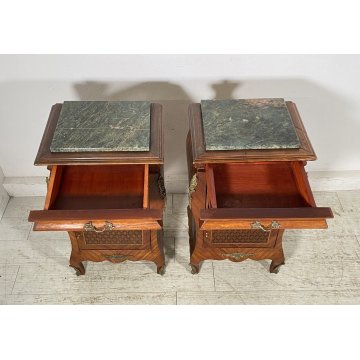 ANTICA COPPIA COMODINO Stile Luigi XV LEGNO LIBRERIA COMODINI Regency PRIMI 1900