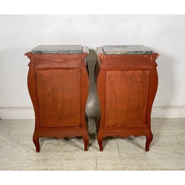 ANTICA COPPIA COMODINO Stile Luigi XV LEGNO LIBRERIA COMODINI Regency PRIMI 1900